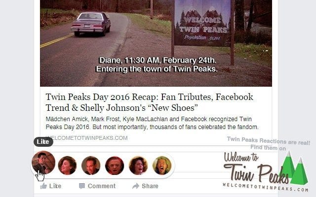 Facebook Reaktionsbuttons im Twin Peaks Style