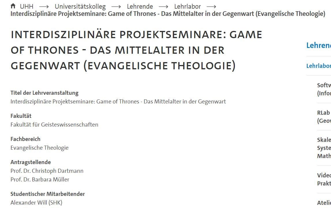 Game of Thrones in Hamburg studieren