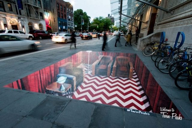 Twin Peaks: Red Room als 3D Street Art