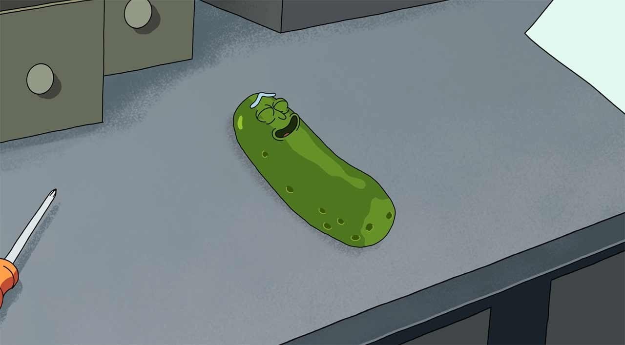 Justin Roilands Lachflash bei der Pickle Rick-Synchonisierung