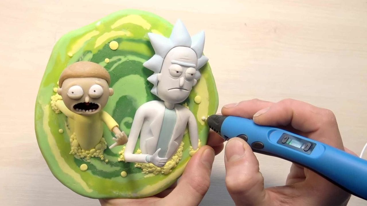 „Rick and Morty“ mit einem 3D-Stift gezeichnet