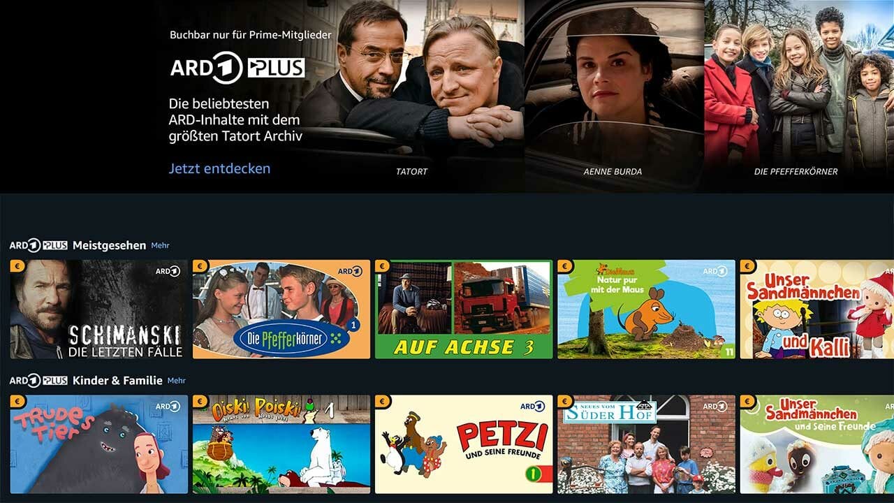 ARD Plus ab heute über Amazon Prime Video Channels buchbar