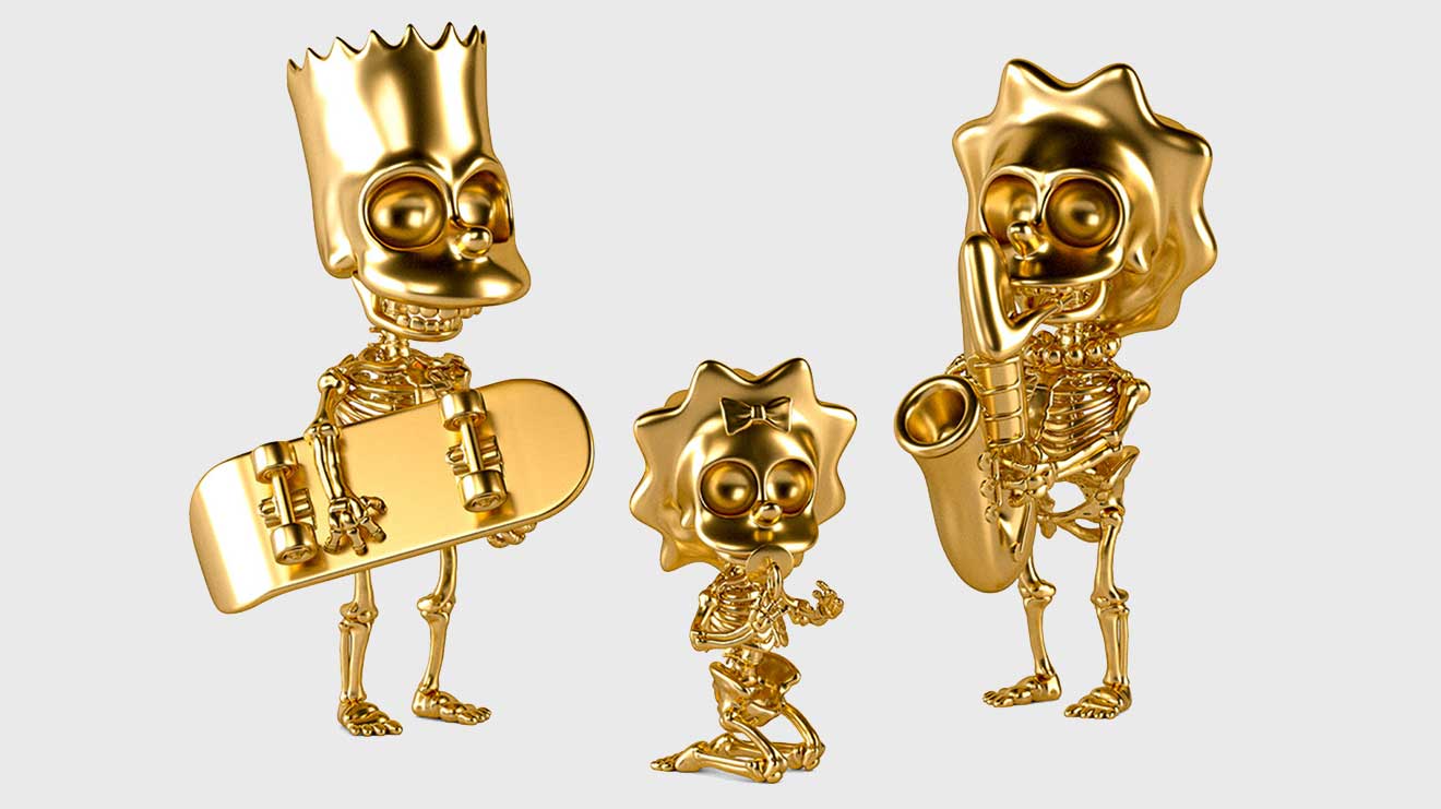 Skelett-Cartoonfiguren mit goldenen Knochen von Riccardo Mucelli